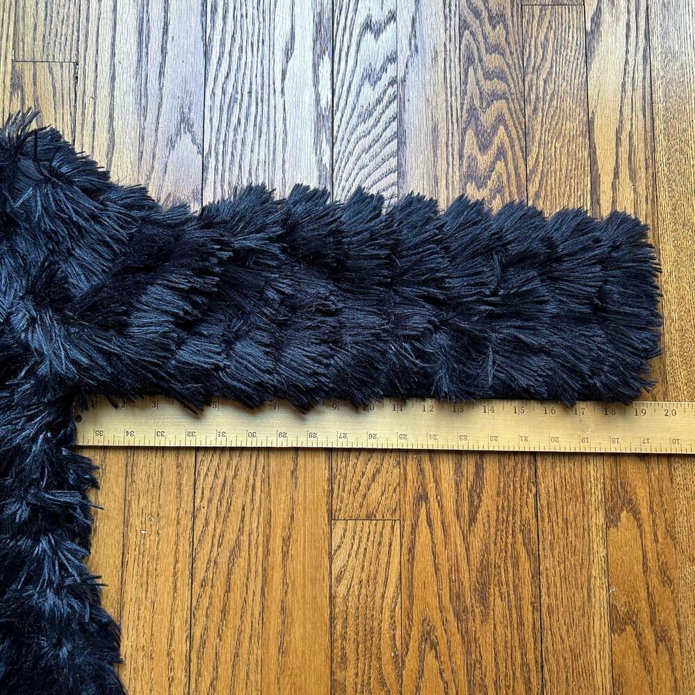 Amoli Faux Fur Coat Fuzzy Fringe Dressy Cardigan Jacket Bolero Black NEW Size L - Picture 8 of 9
